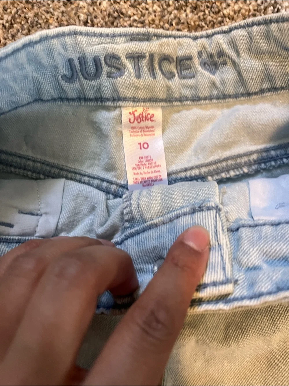 Justice Light Wash Distressed Denim Shorts Girls Size 10